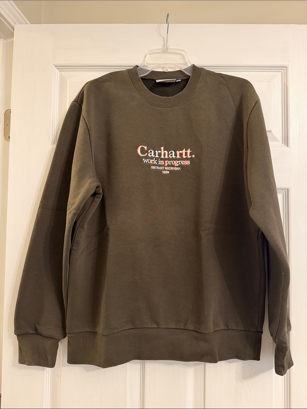 Carhartt Olive Green Crewneck Sweatshirt with Logo